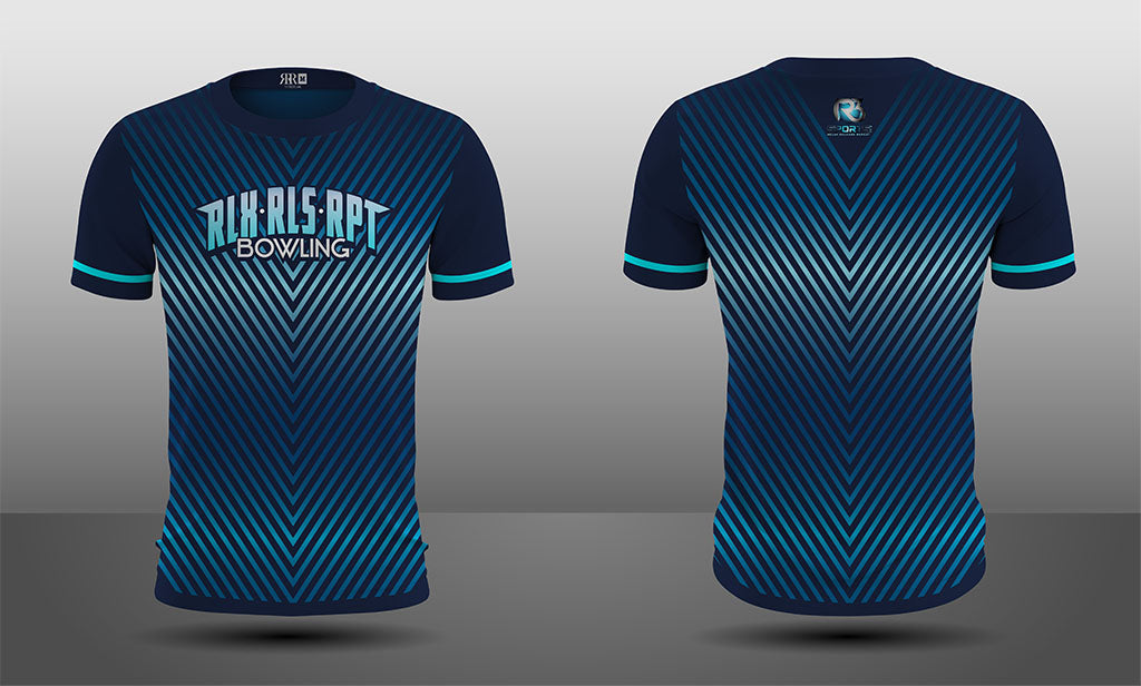 MOTIV Bowling Jersey, Blue Neon Design, Men Shirt All Sizes New